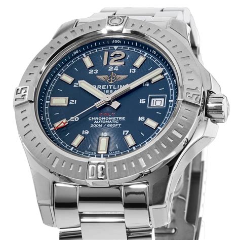 breitling men's colt automatic silver-tone watch w blue dial|Breitling automatic chronometer blue dial.